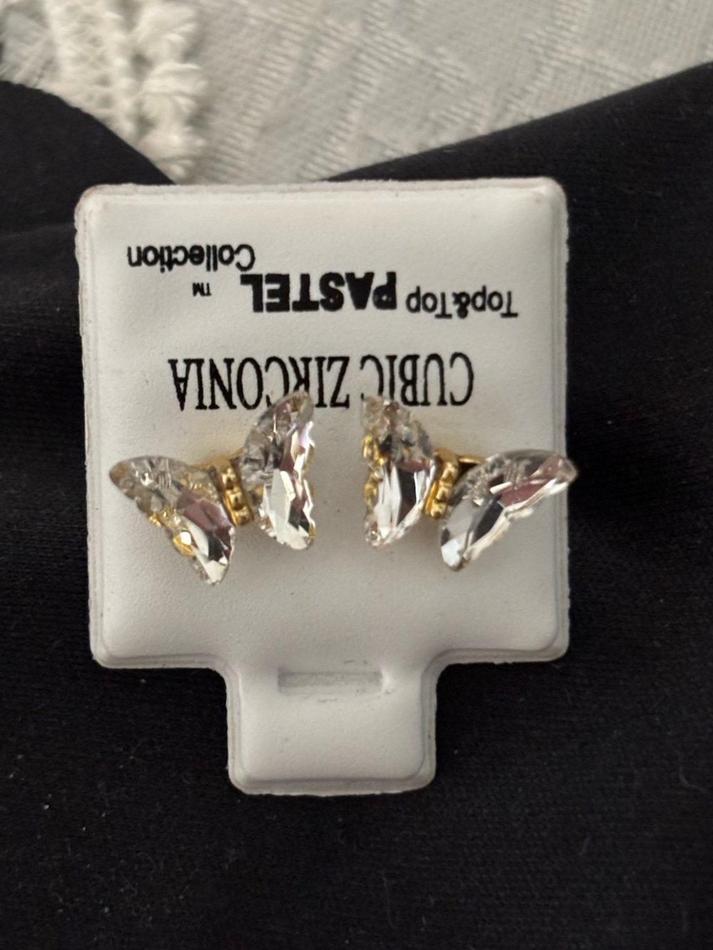 NWT Gorgeous cubic zirconia butterfly earrings